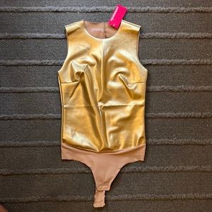 Commando faux gold leather bodysuit